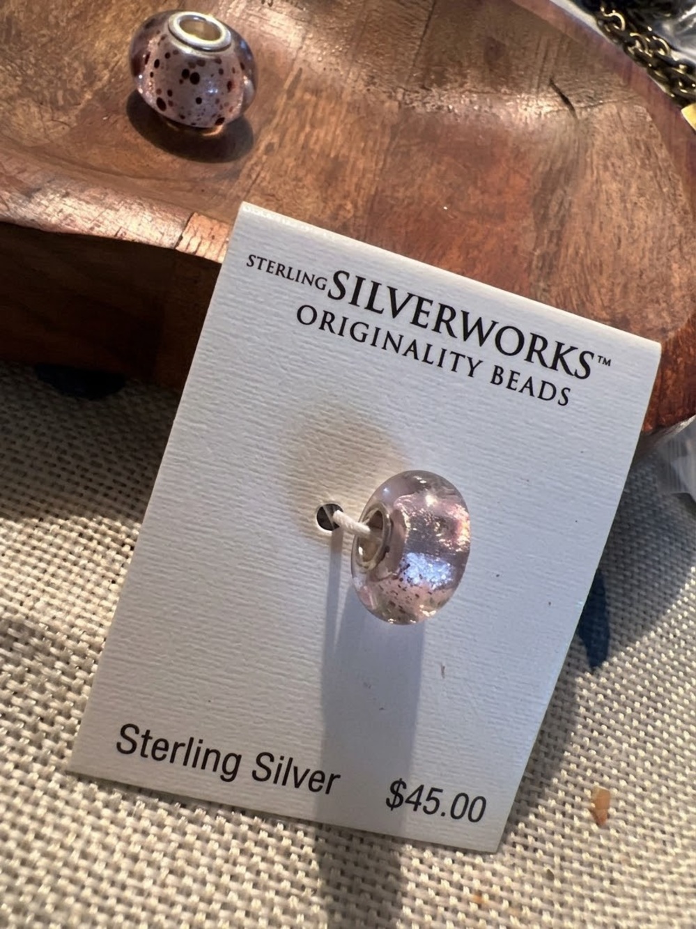 belk Pink Glass Murano-Style Bead with Sterling Core